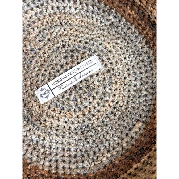Wide Brim Sun Hat Handmade 100% Raffia Floppy Brim Beach Boho Neutral Vacation - Picture 6 of 9